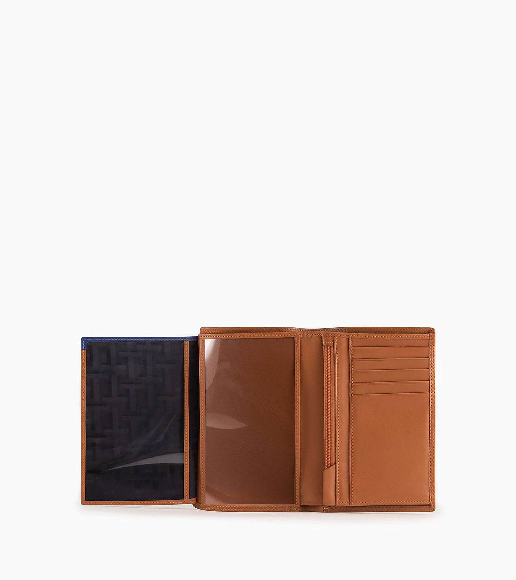 Cartera vertical grande con cremallera de 2 secciones Martin de piel lisa