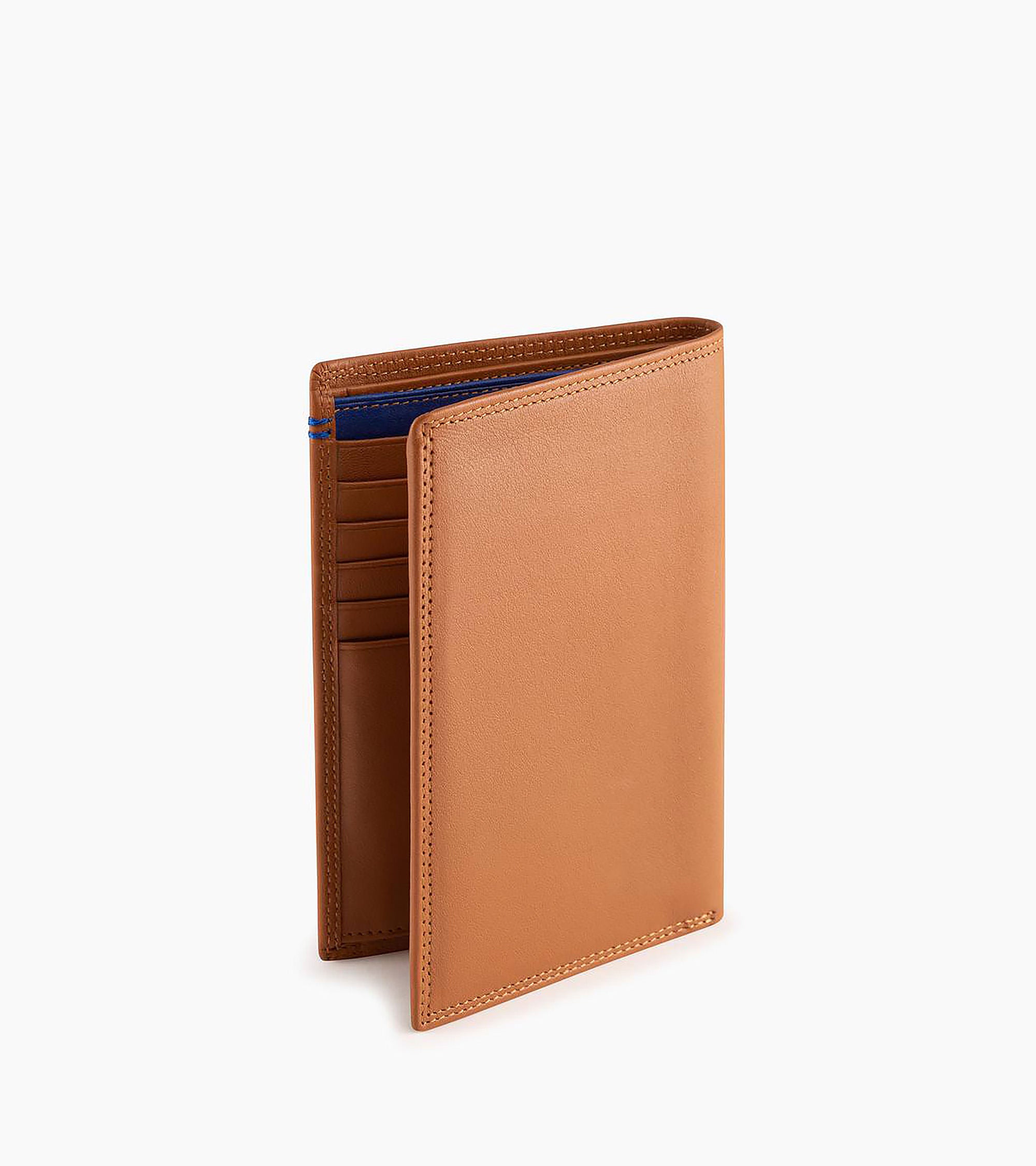 Cartera vertical grande con cremallera de 2 secciones Martin de piel lisa