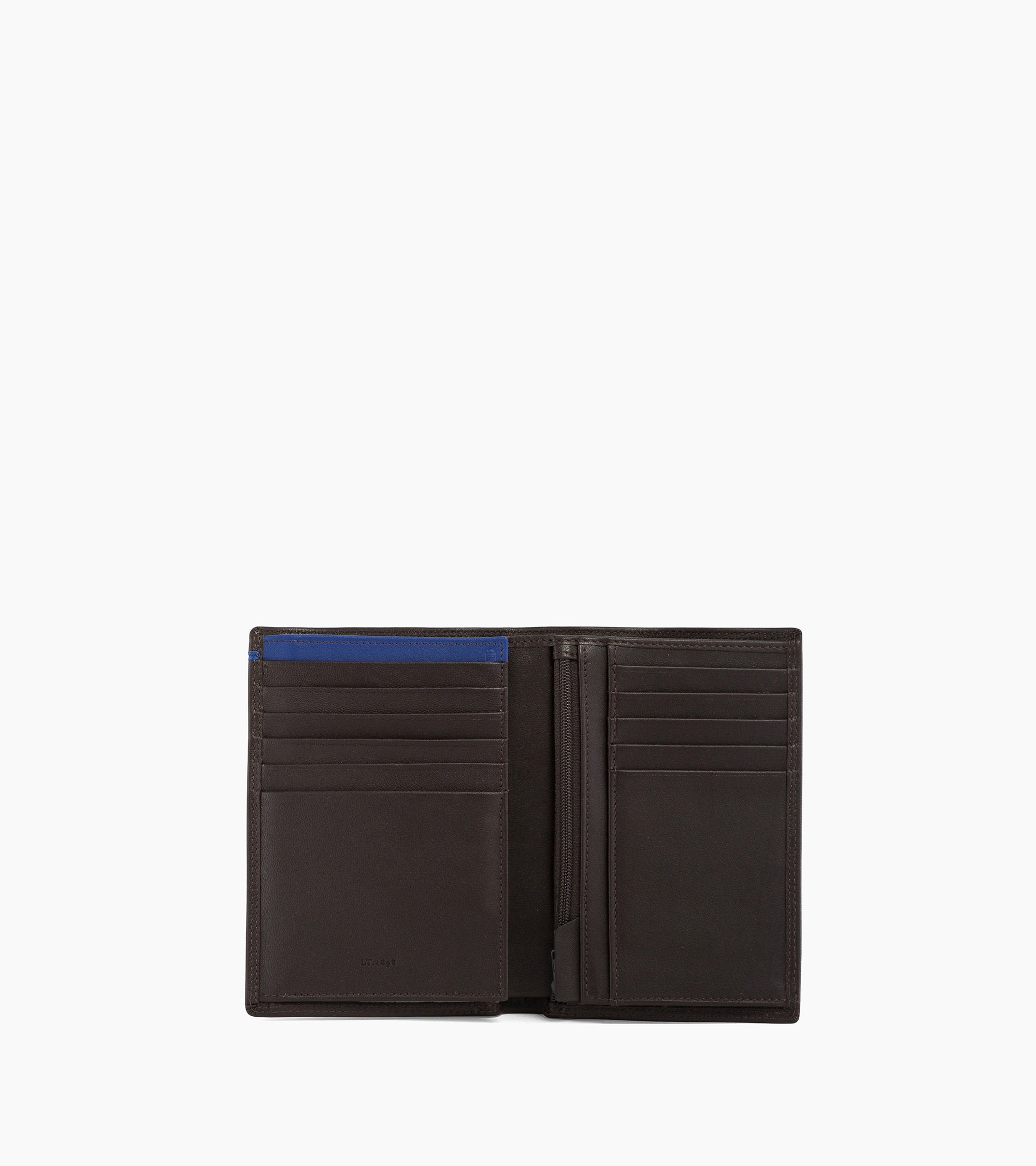 Cartera vertical grande con cremallera de 2 secciones Martin de piel lisa