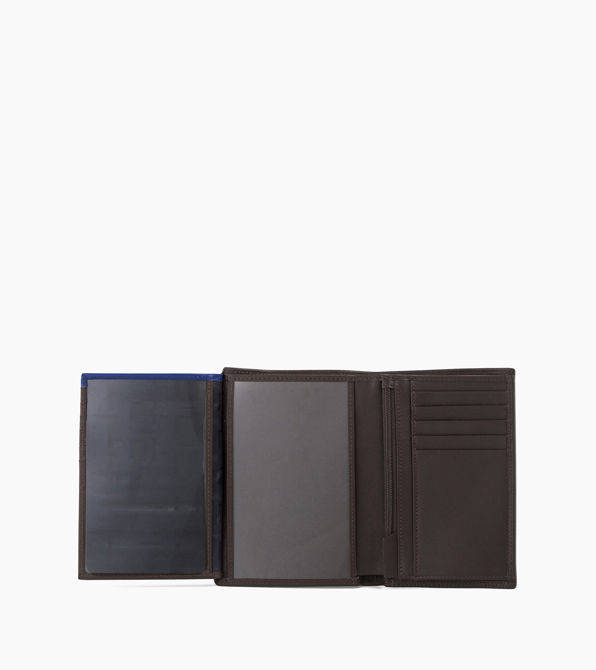 Cartera vertical grande con cremallera de 2 secciones Martin de piel lisa