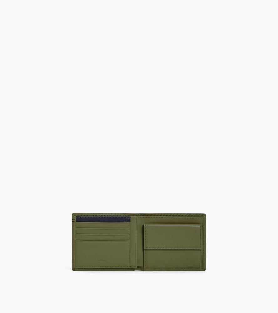 cartera con solapa de 2 secciones de piel lisa