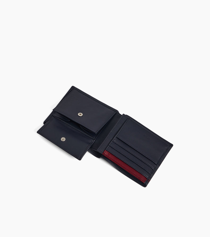 cartera con solapa de 2 secciones de piel lisa