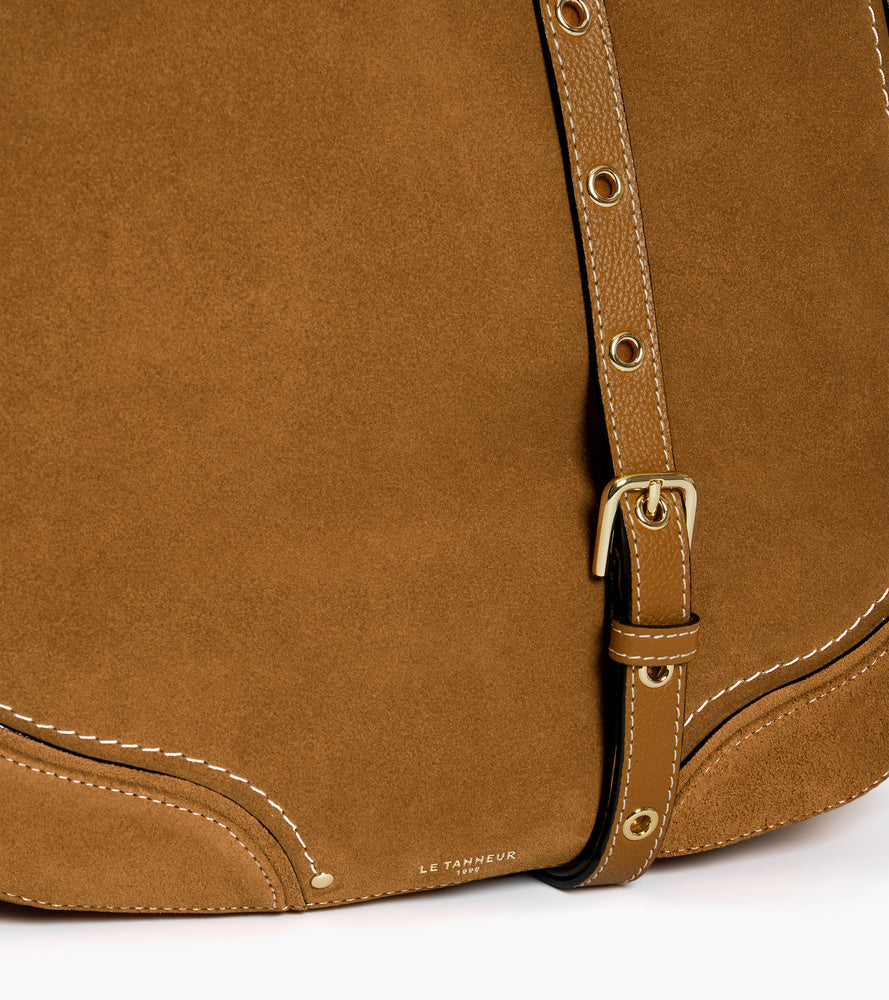 Ella medium hobo bag in grained leather and nubuck