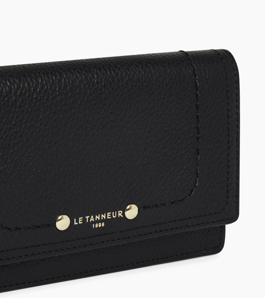 Porte cartes à rabat Ella en cuir grainé