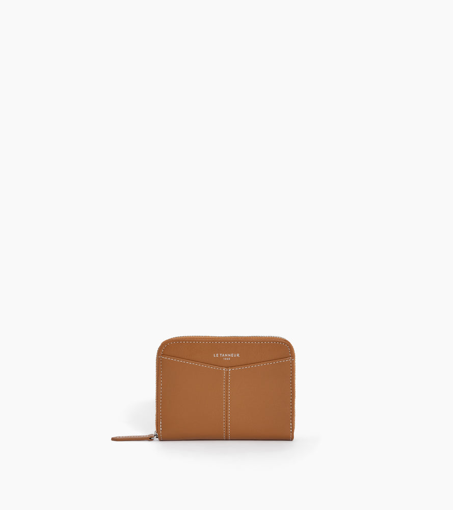 Charlotte zipped wallet with removable card holder in smooth leather
