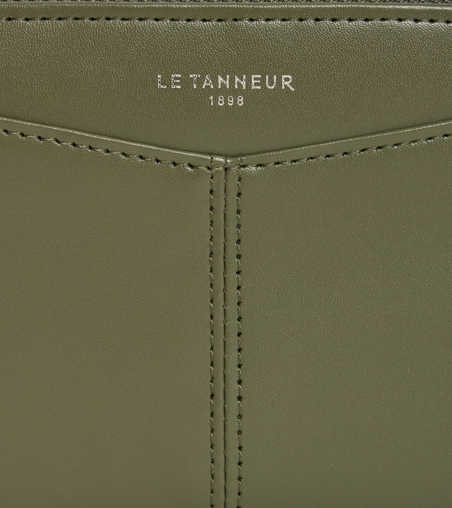 Billetero con cremallera y porta tarjetas extraíble Charlotte de cuero liso