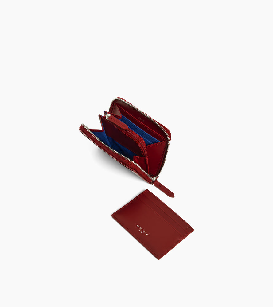 Charlotte zipped wallet with removable card holder in smooth leather