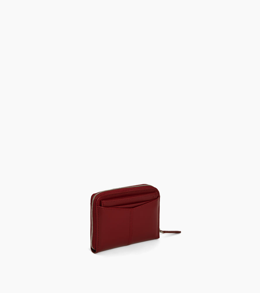 Charlotte zipped wallet with removable card holder in smooth leather