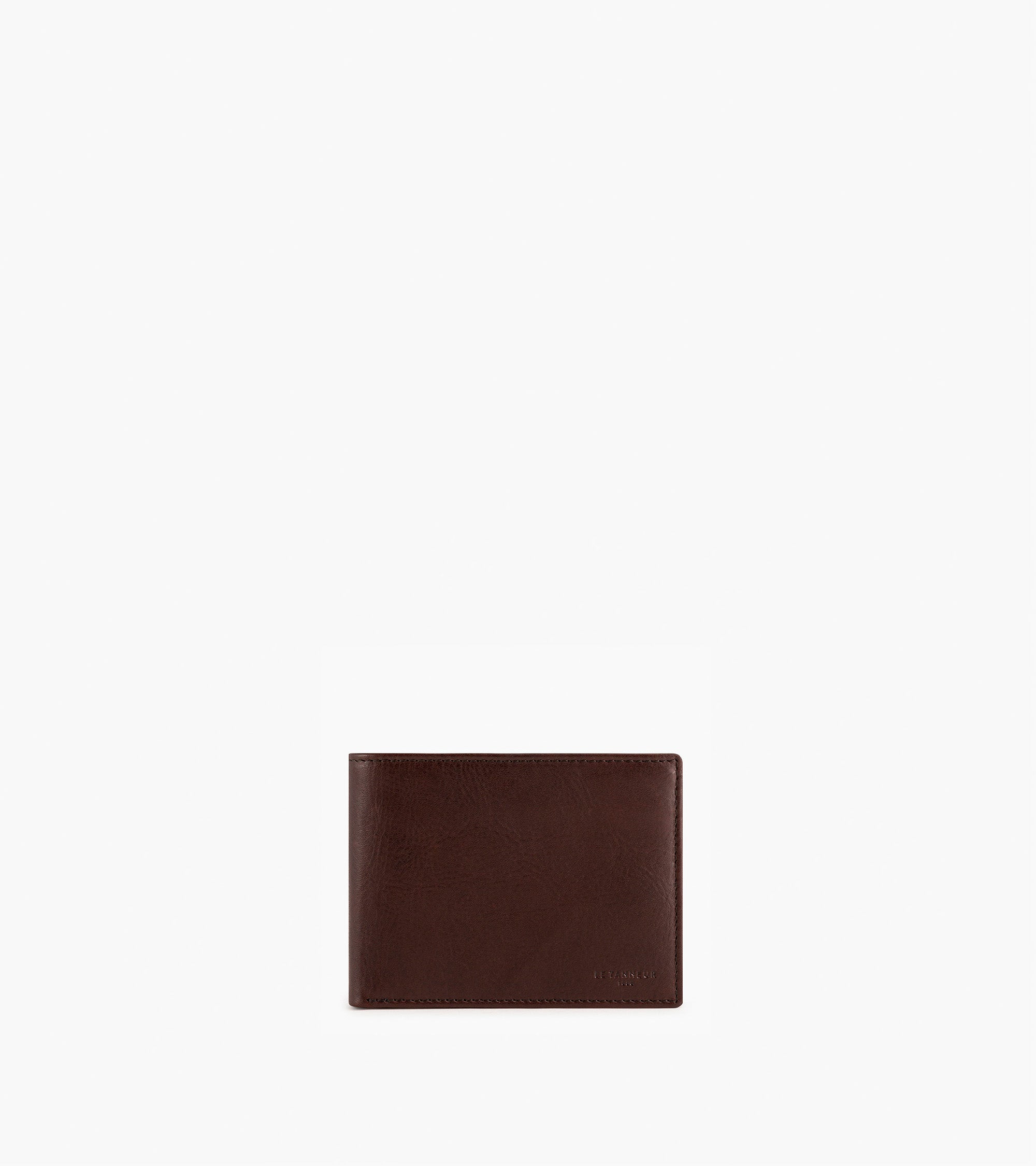 cartera horizontal con solapa de 2 secciones en cuero aceitado