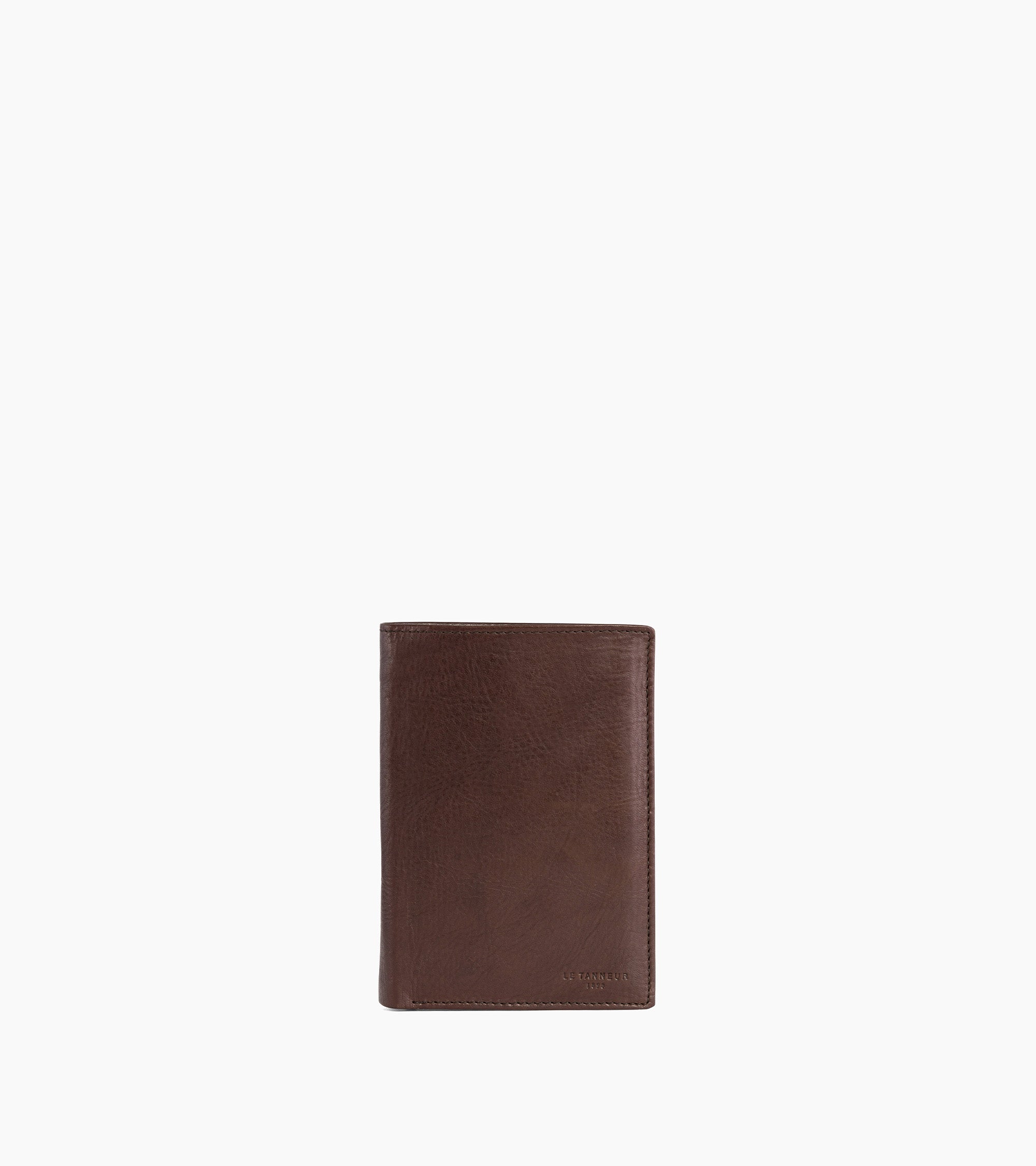 Gran cartera vertical con cremallera de 3 compartimentos Gary en cuero engrasado.