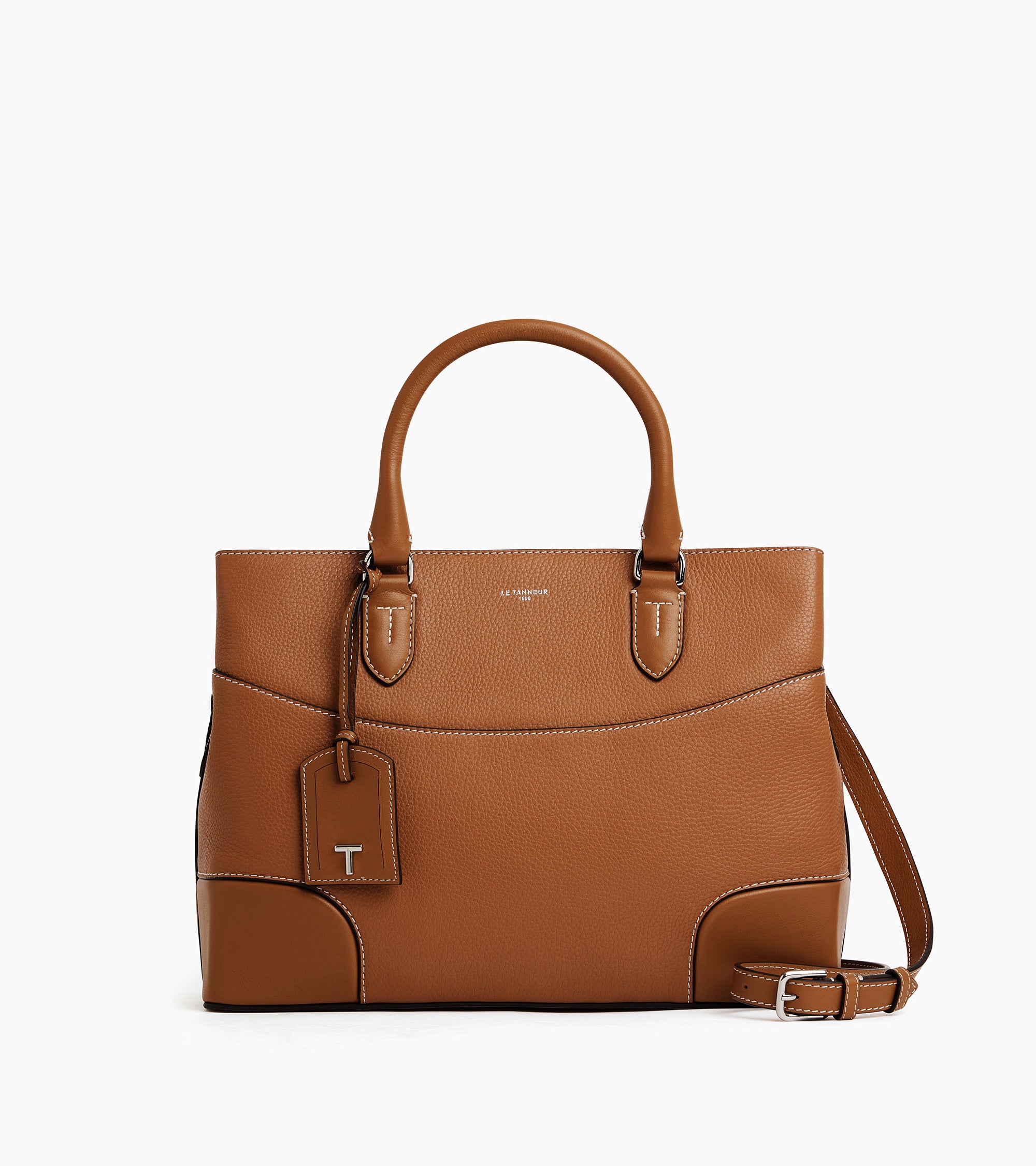 Bolso grande Romy de cuero granulado y liso