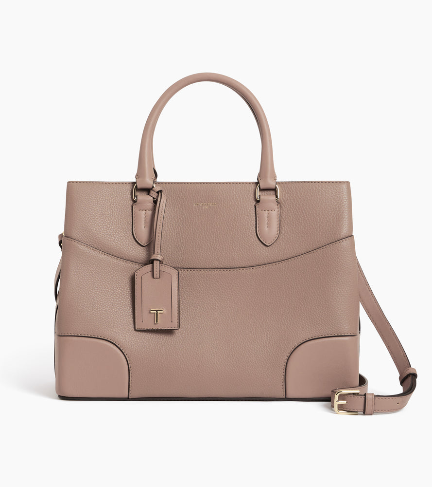 Romy large handbag in grained and smooth leather
