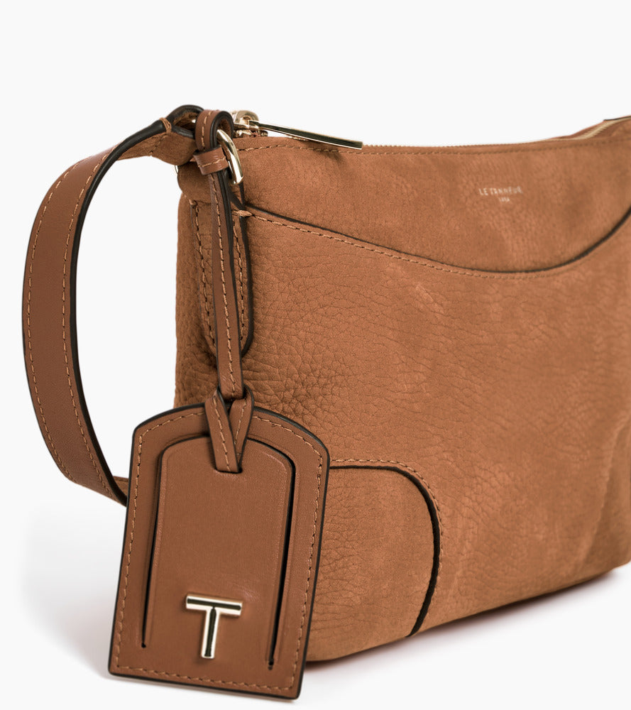 Bolso bandolera pequeño de cuero nobuck texturizado Romy