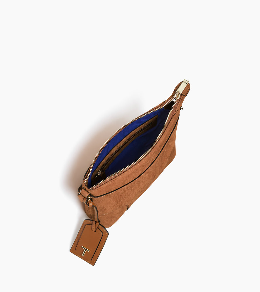 Bolso bandolera pequeño de cuero nobuck texturizado Romy