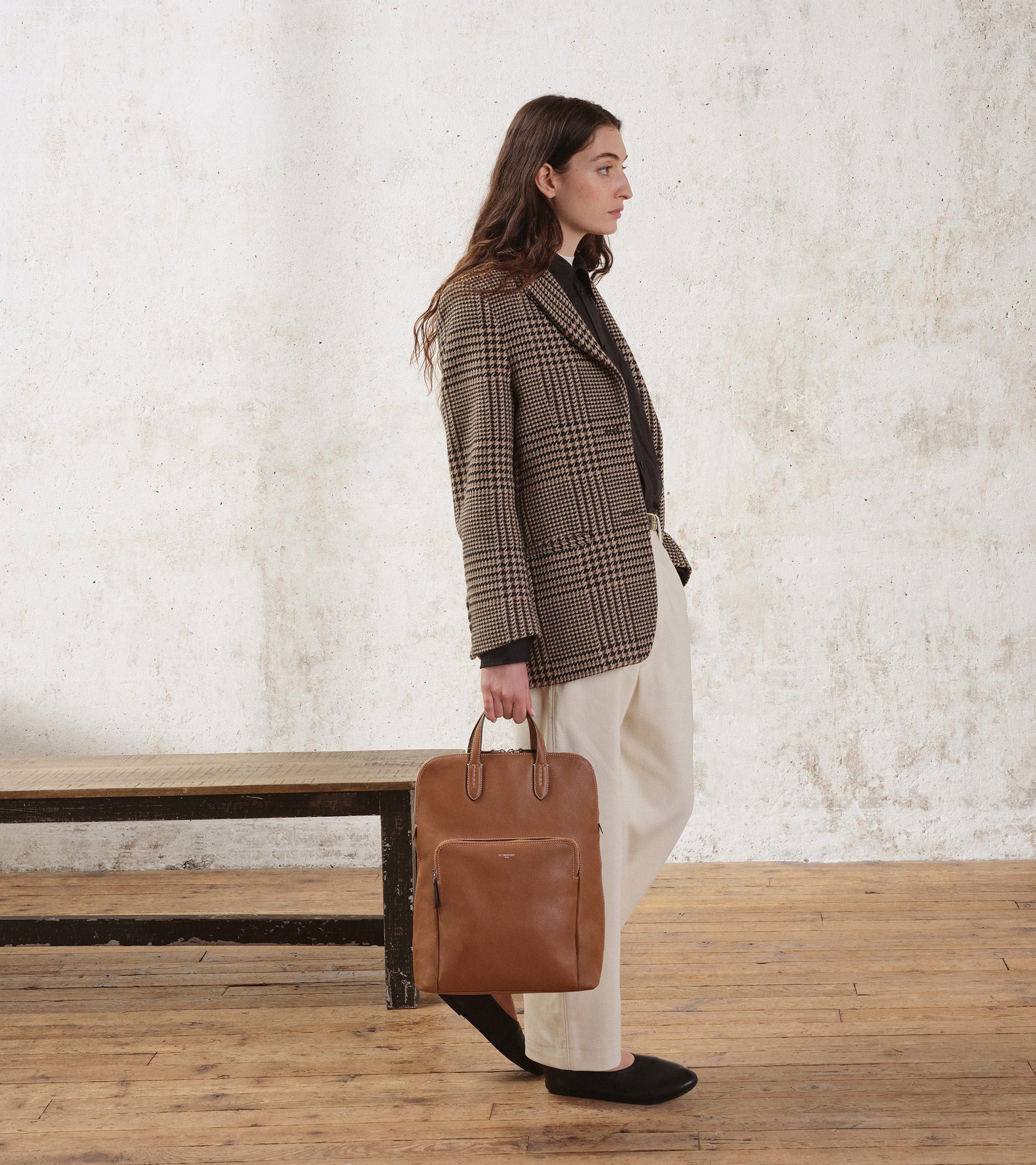 Mochila business con cremallera Sophie de piel texturizada