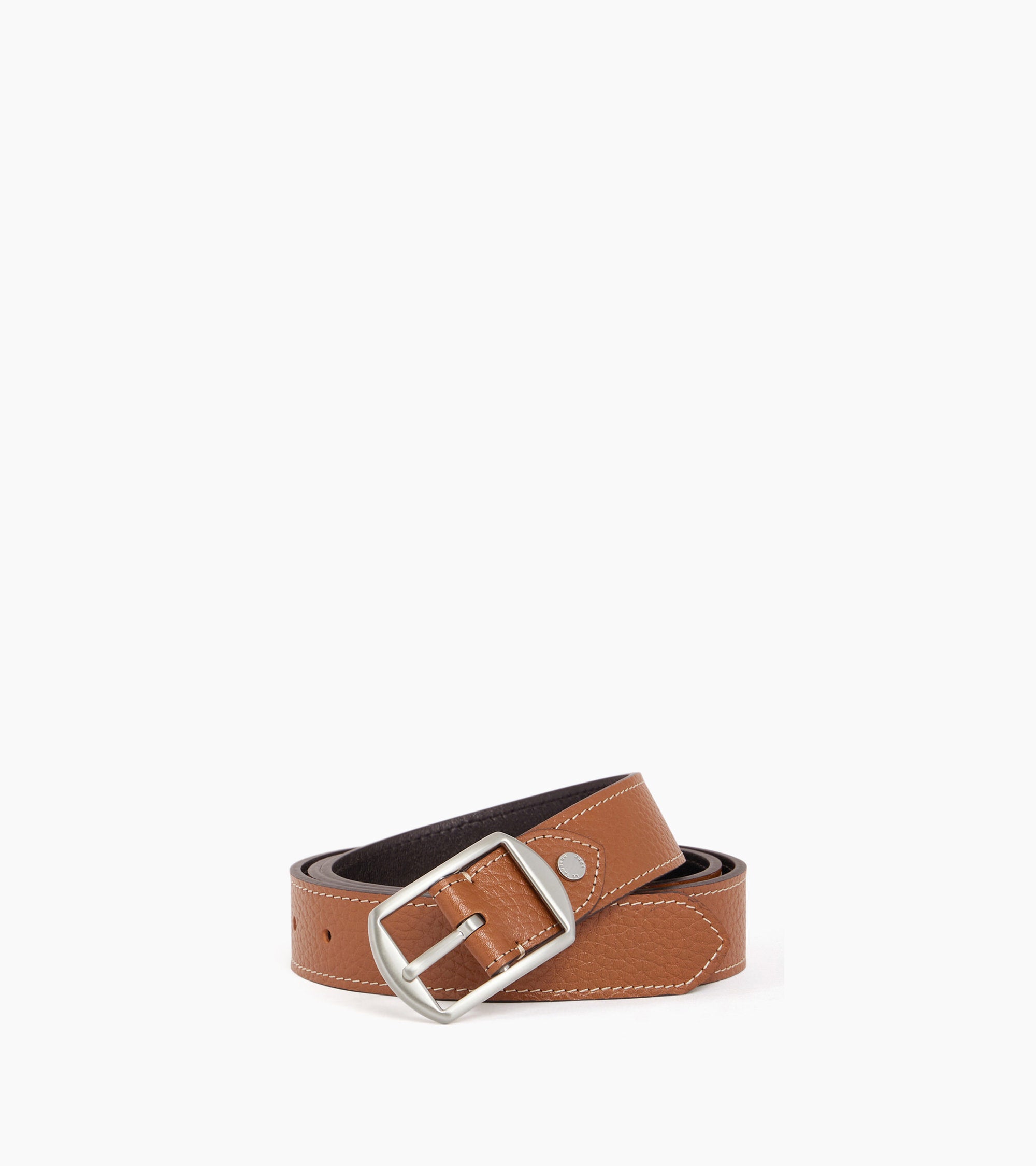 Cinturón de hombre reversible con hebilla cuadrada de cuero granulado
